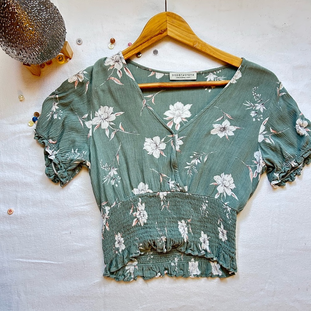 Paper Crane Sage Floral Blouse